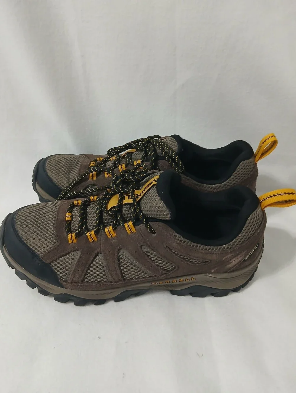 Merrell Brown with Yellow Accent Trail Sneakers